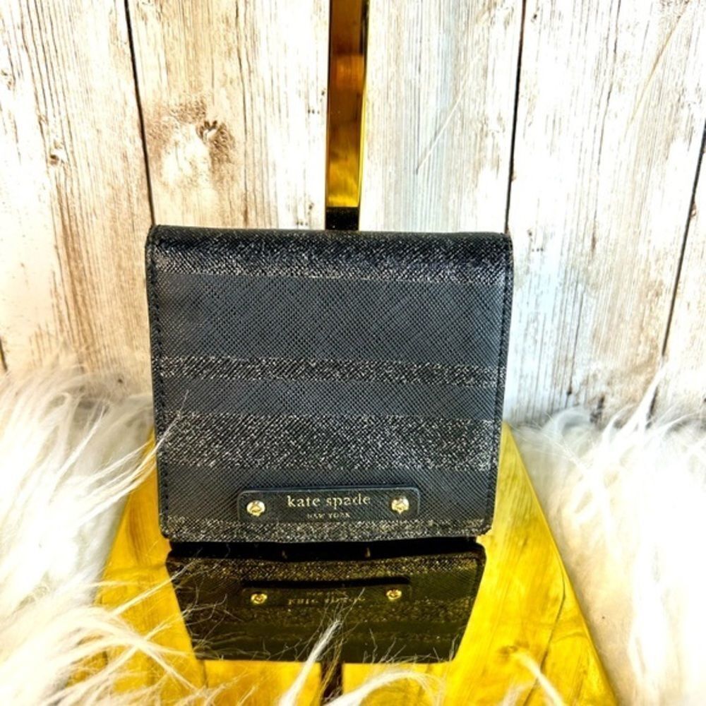 Kate Spade Serenade Haven Lane Black Glitters Mini Wallet WLRU3228